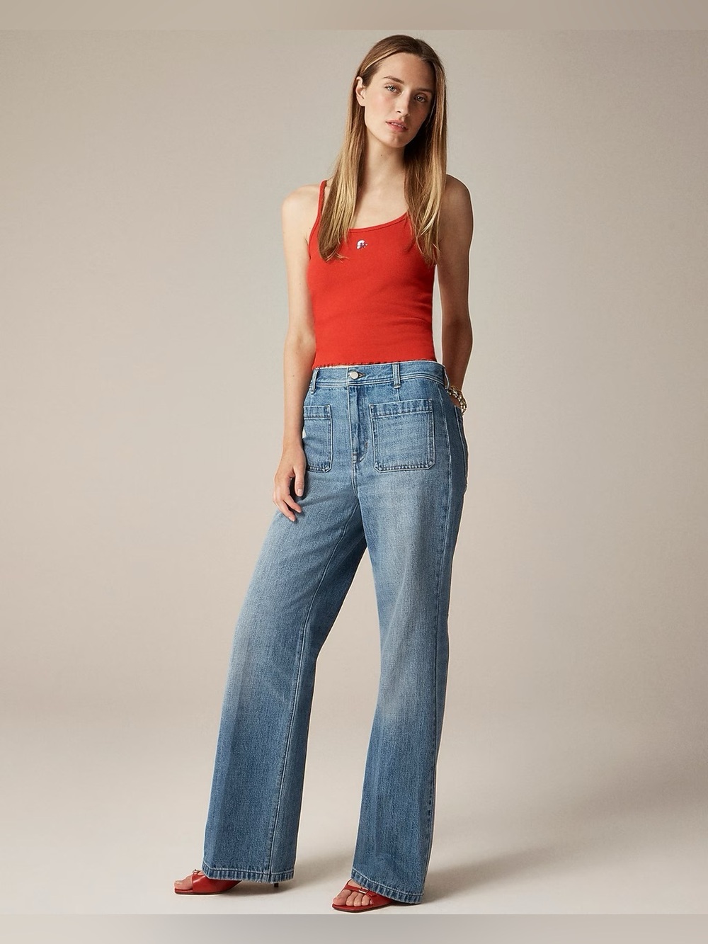 NWT Rouje X J.Crew Marin High Rise Flare Jeans in Storm Wash